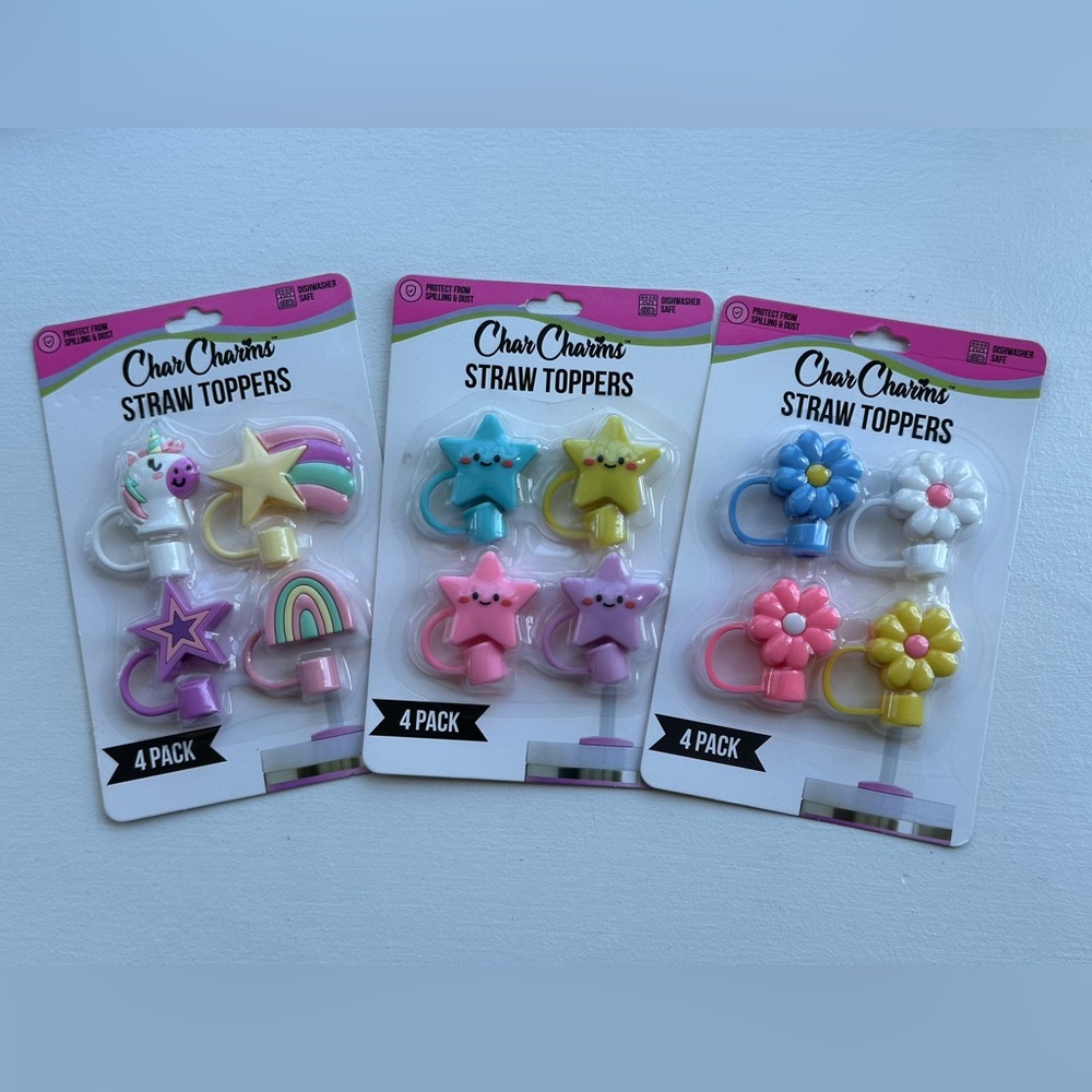 NEW CharCharm Straw Toppers 4-Pack